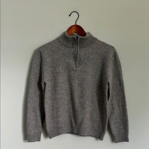 100% Baby Alpaca Heather Gray Cropped Zip Up Quarter Zip Sweater Unisex Peru